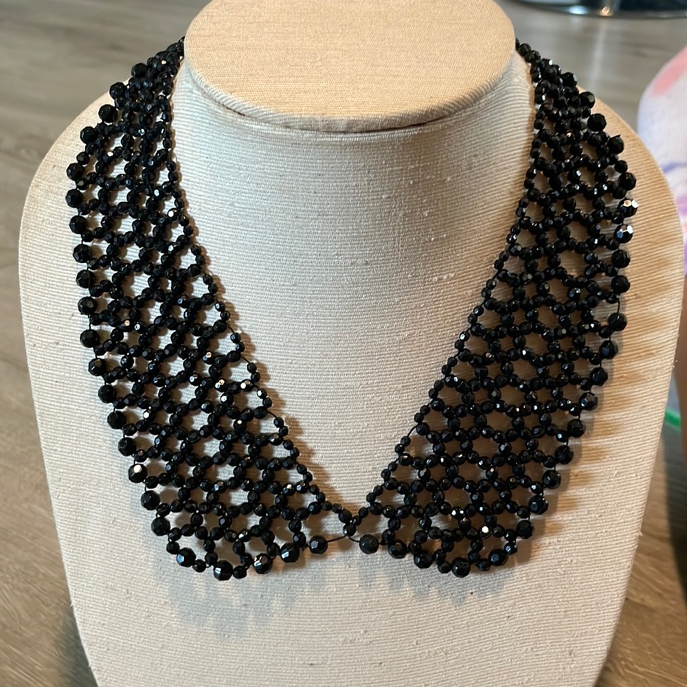 Black bead collar necklace #57